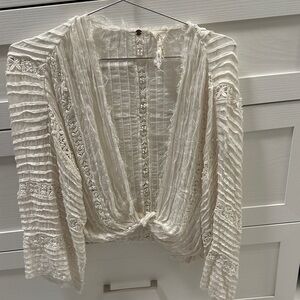 Free People Cream Lace Blouse